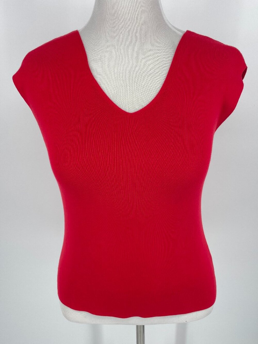 Talbots Petites Red V-Neck Ribbed Knit Sweater PS
